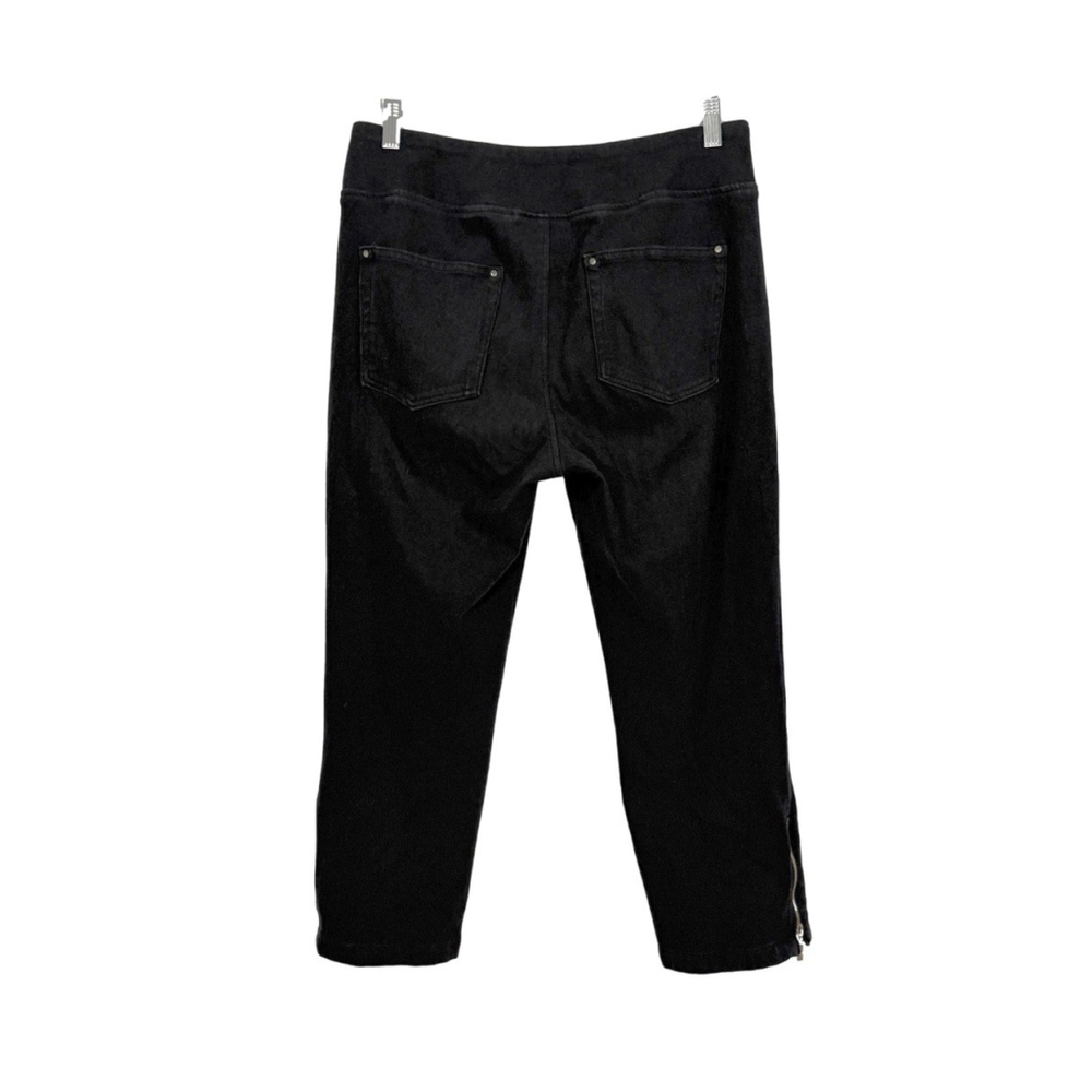 Belle by Kim Gravel Flexibelle Pants Side Ankle Zip Sz 12 Black Pull On Stretch